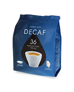Kaffekapslen Decaf 36 package and pods for Senseo